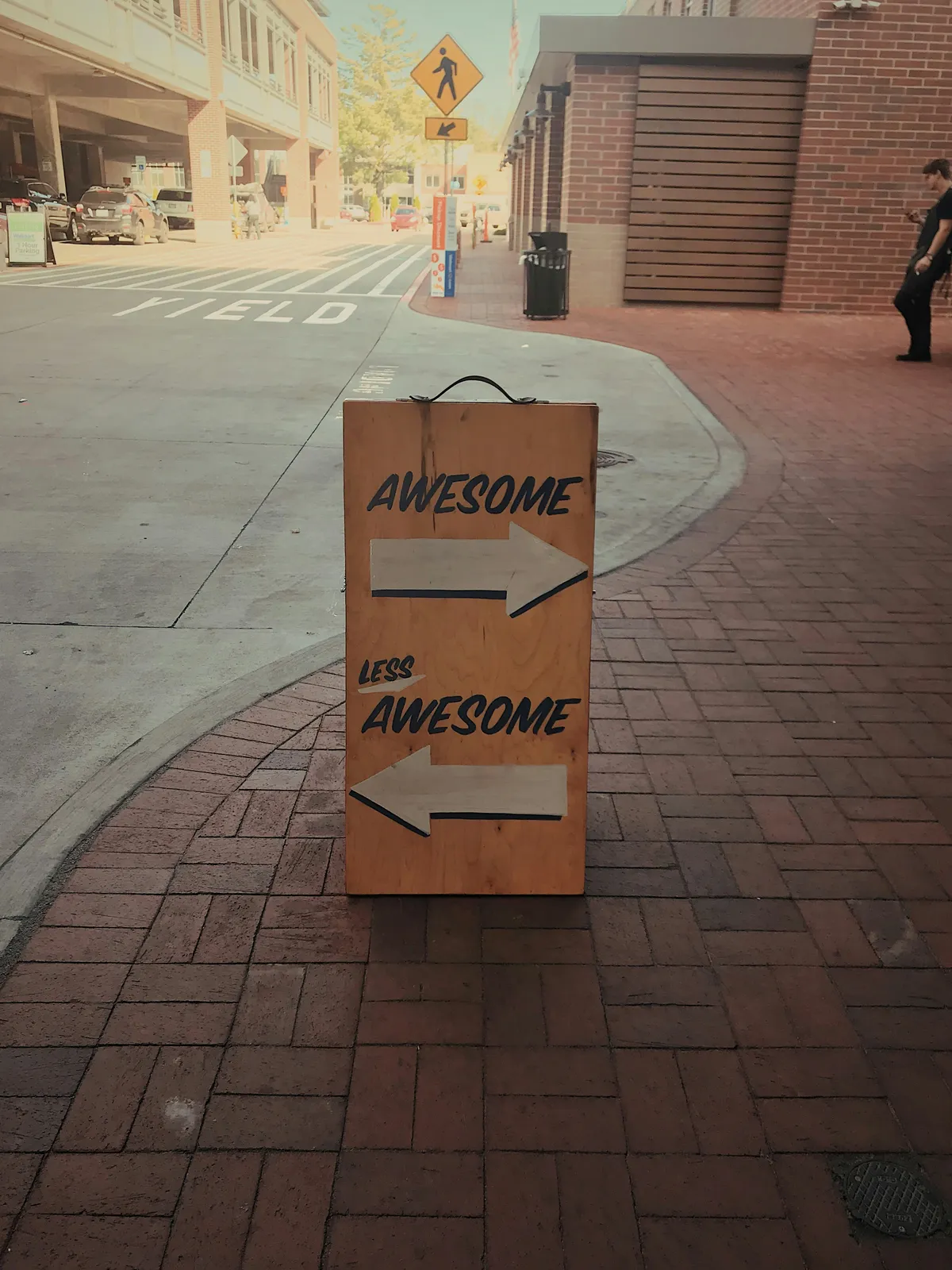 Awesome / Less Awesome street sign